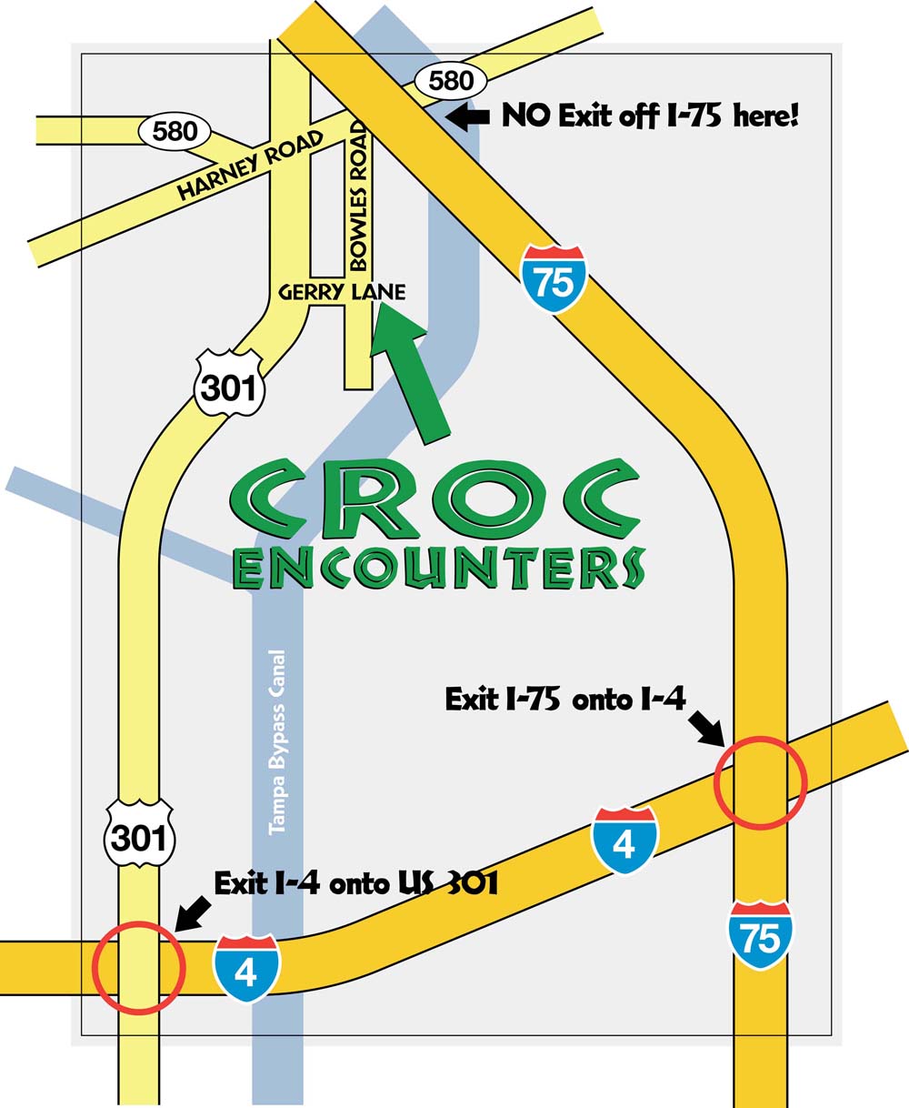 Map to Croc Encounters